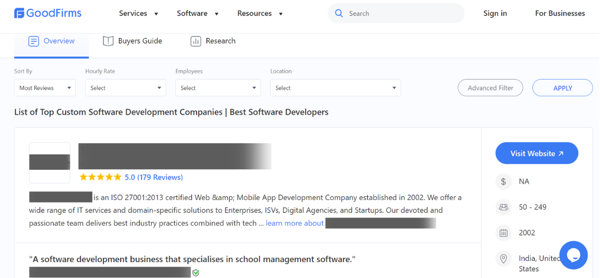 GoodFirms – Review and Ranking Platform for Software Companies outsourcing coding companies