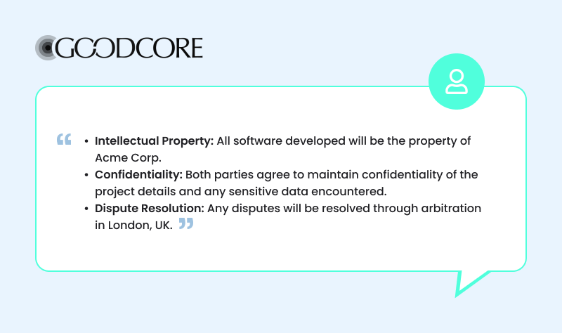 SOW miscellaneous section example