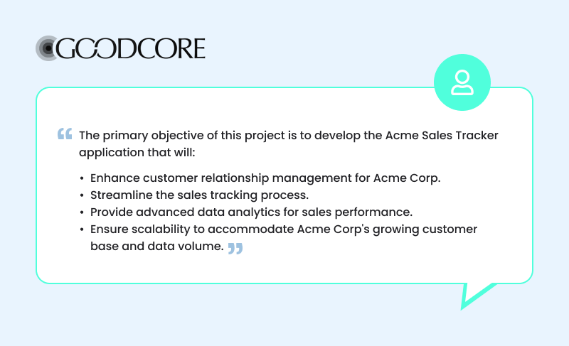 SOW project objectives section example