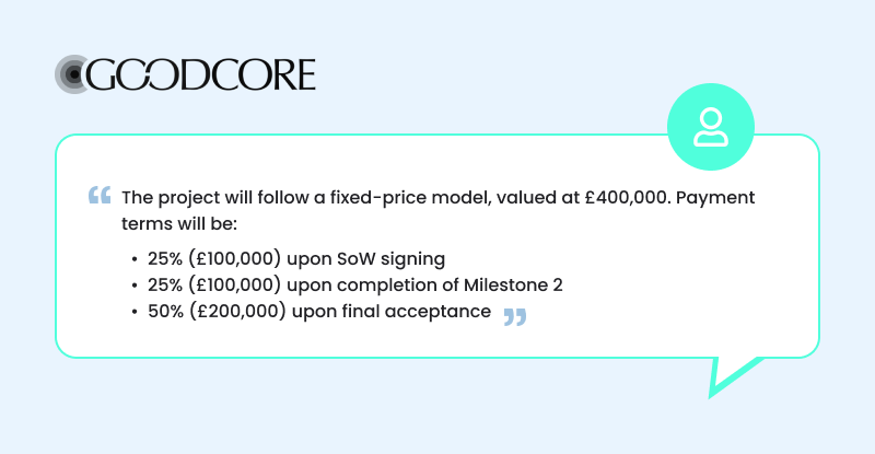SOW payment terms section example