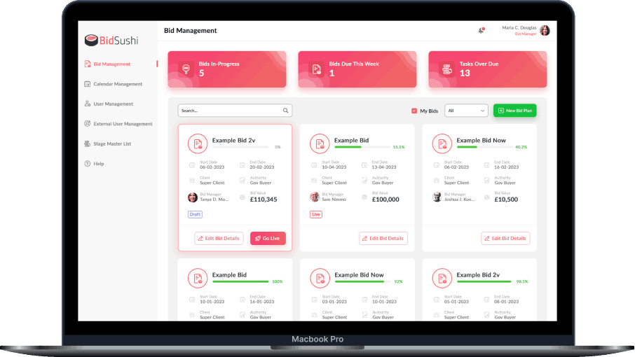Bid project management tool